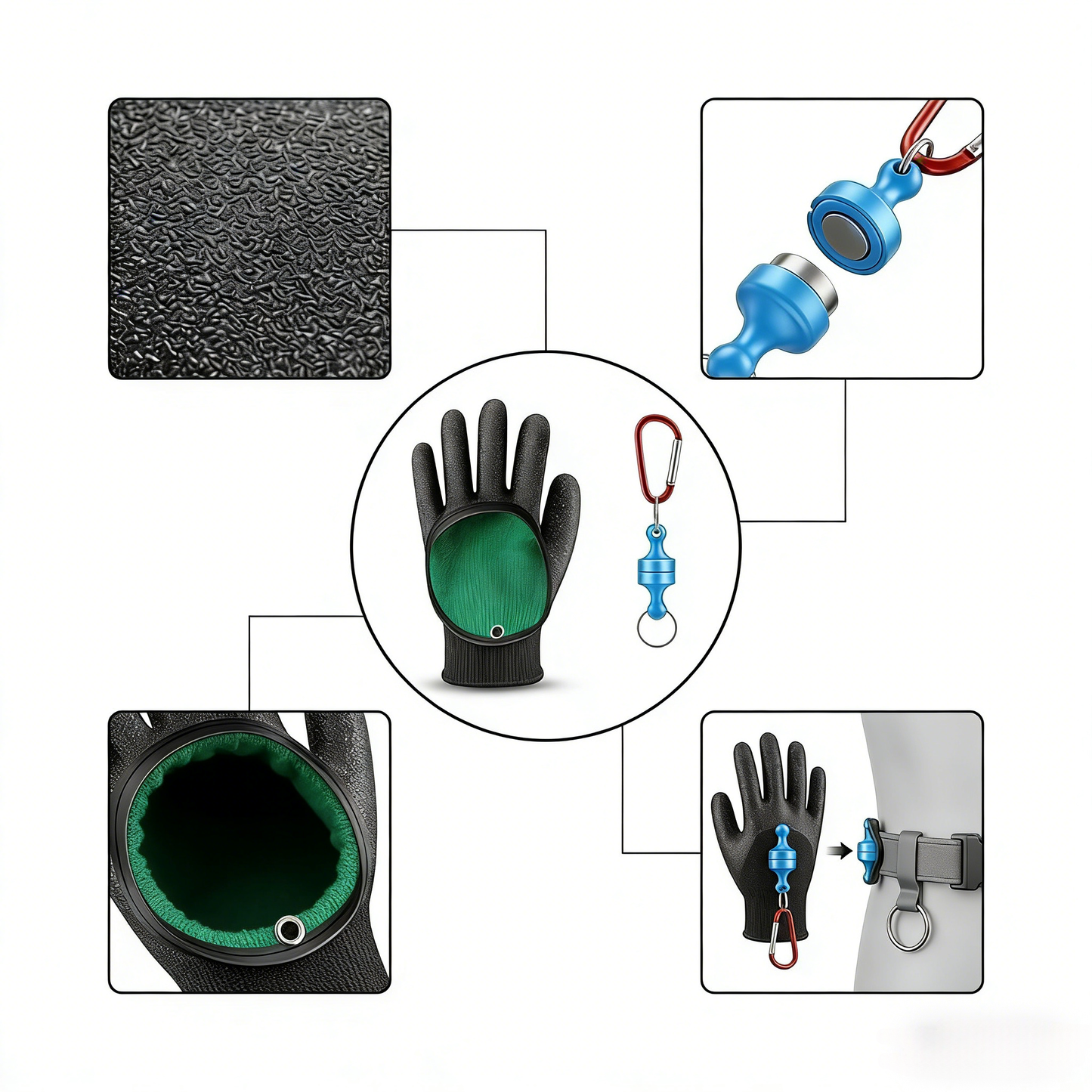 Professional Magnetic Quick-Release Fishing Gloves